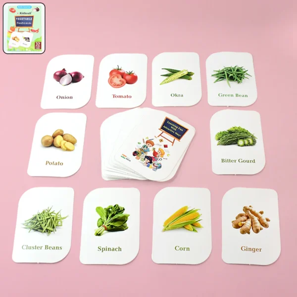 Kids 32-Piece Educational Vegetable Flash Cards Set
