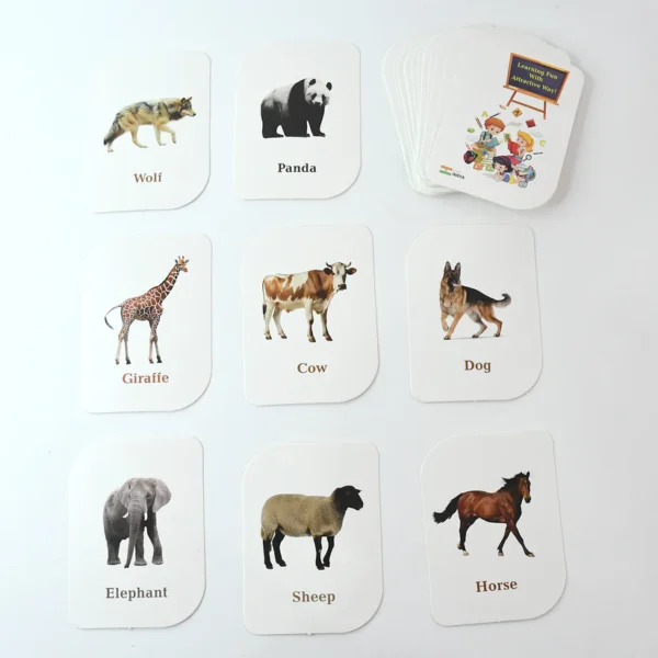 Kids Educational 32-Piece Animal Flash Cards Set